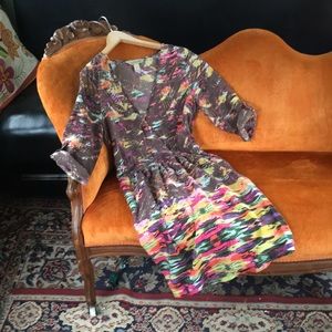 Silk Faux Wrap Dress with pockets